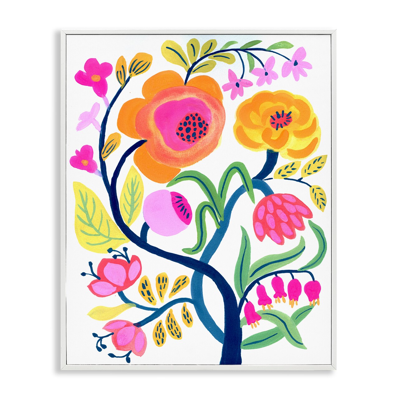 Stupell Industries Blue Tree with Warm Flowers Framed Giclee, design by Suzanne Allard